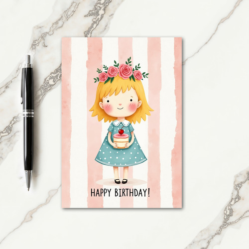 Rosy Cheeks Birthday Cake Card