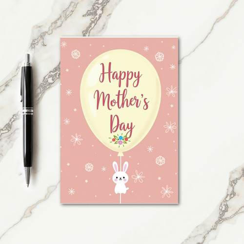 Rosy Floral Mothers Day Balloon Card