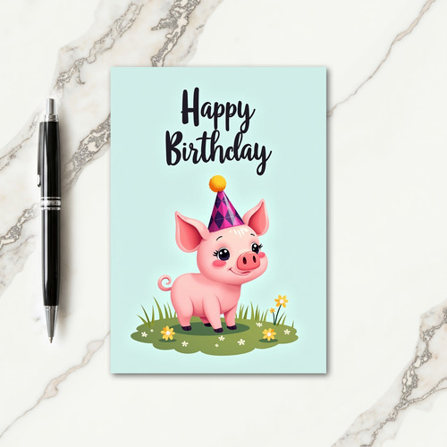 Rosy Piglet Birthday Card