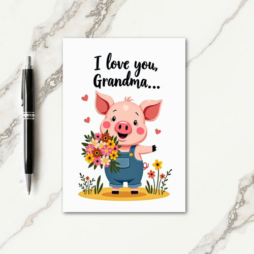 Rosy Piglet Sweet Mothers Day Card