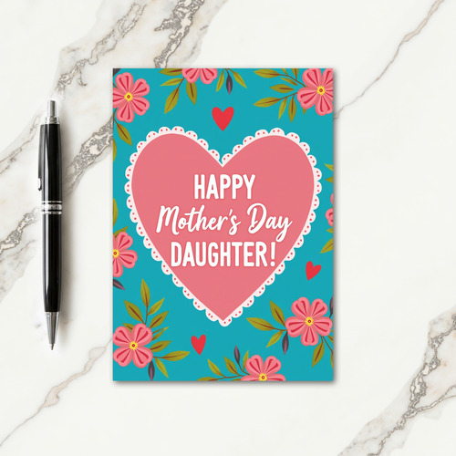 Rosy Pink Mothers Day Heart Card