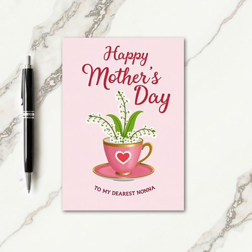 Rosy Pink Mothers Day Teacup Card