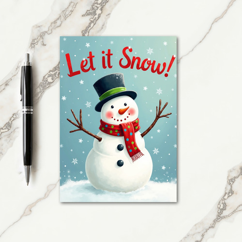 Rosy Snow Figure Christmas Card