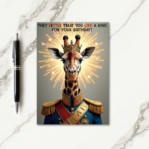 Royal Giraffe Birthday Card