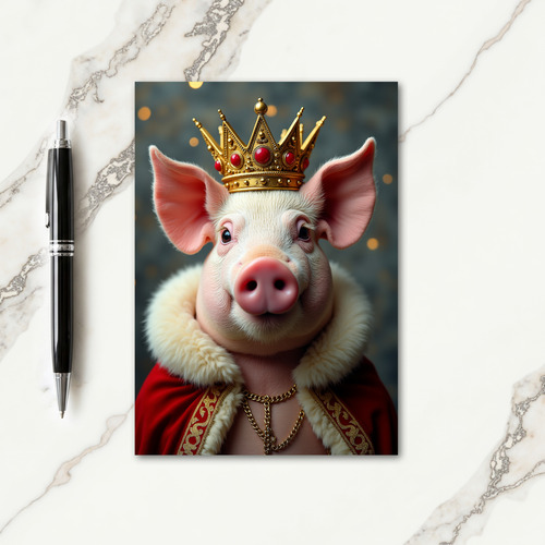 Royal Pig Birthday Card