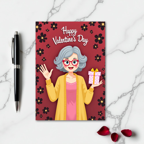 Ruby Floral Happy Valentines Card