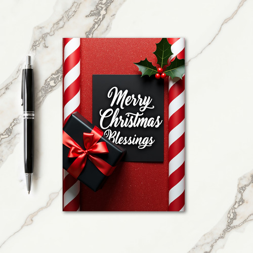 Ruby Glitter Blessings Christmas Card