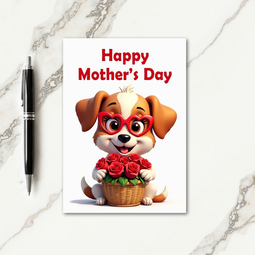 Ruby Heart Dog Mothers Day Card