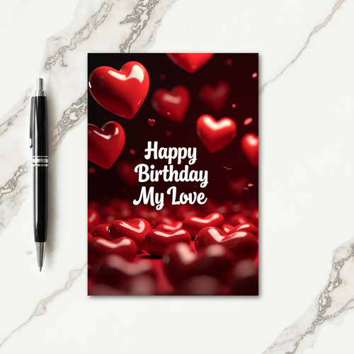 Ruby Hearts Birthday Card