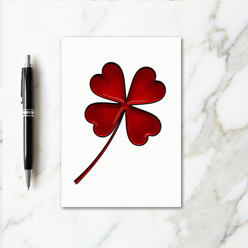 Ruby Red Clover Good Luck Card