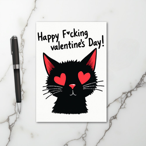 Rude Black Cat Valentine Card