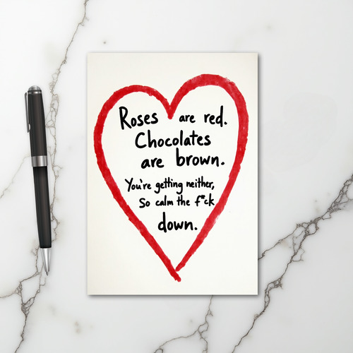 Rude Roses Are Red Calm Down Card