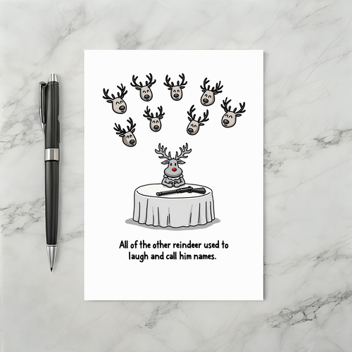 Rudolph Revenge Dark Humor Christmas Card Funny Adult Santa