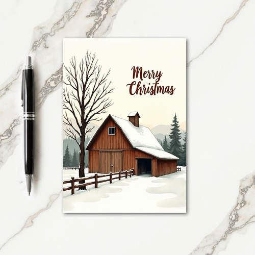 Rustic Barn Winter Card