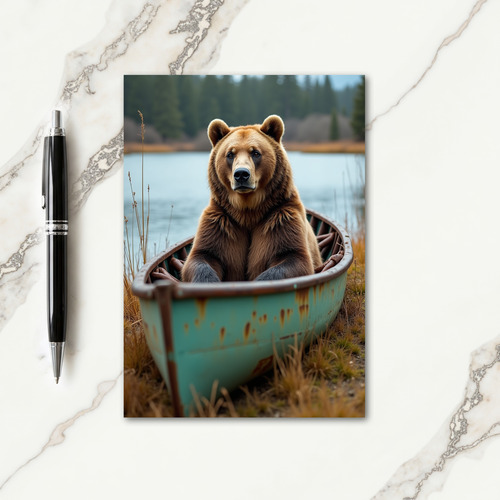 Rustic Bear Canoe Fathers Day Card