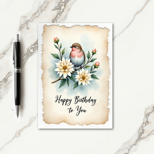 Rustic Bird Birthday Card