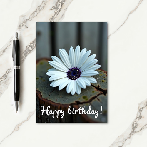 Rustic Birthday Daisy Wood Card