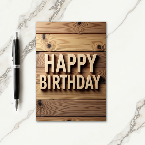 Rustic Birthday Wood Letters Card