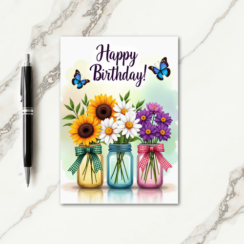 Rustic Blooms Birthday Joy Card