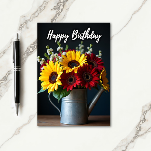 Rustic Bouquet Birthday Card