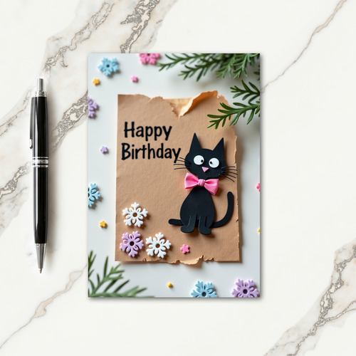 Rustic Cat Birthday Card