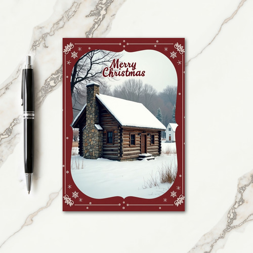 Rustic Christmas Cabin Card