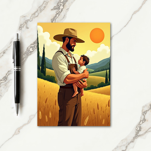 Rustic Dad And Child Art Card