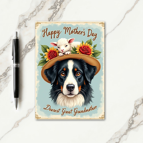 Rustic Dog Floral Mothers Day Card