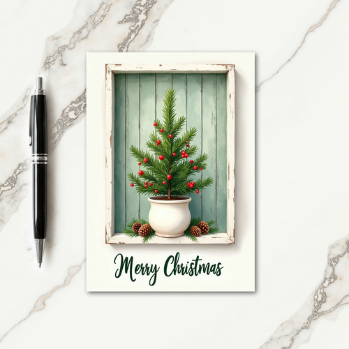 Rustic Evergreen Christmas Card thumbnail