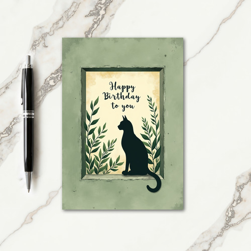 Rustic Feline Birthday Card
