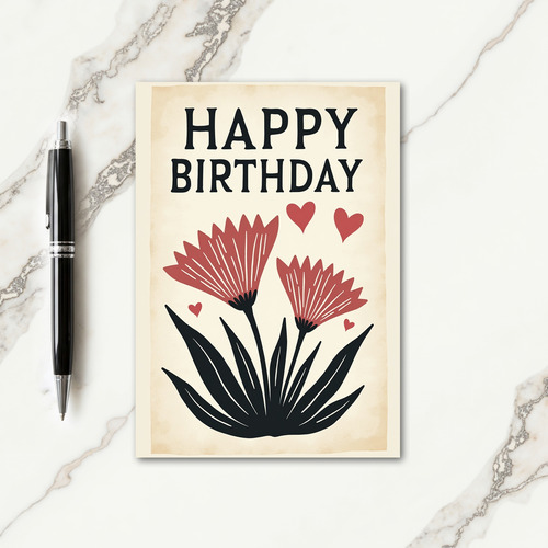 Rustic Floral Birthday Card