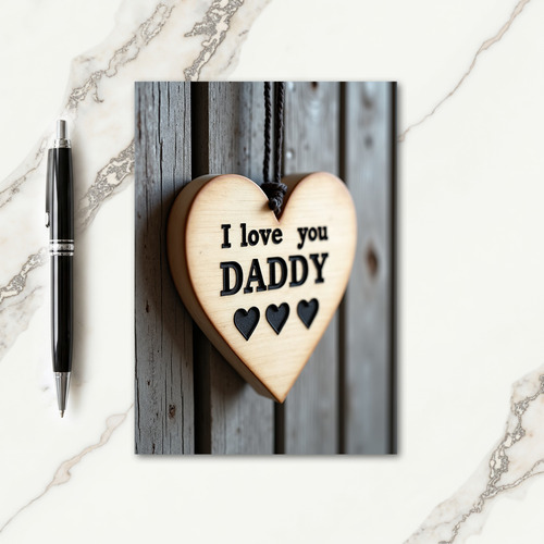 Rustic I Love You Daddy Heart Card