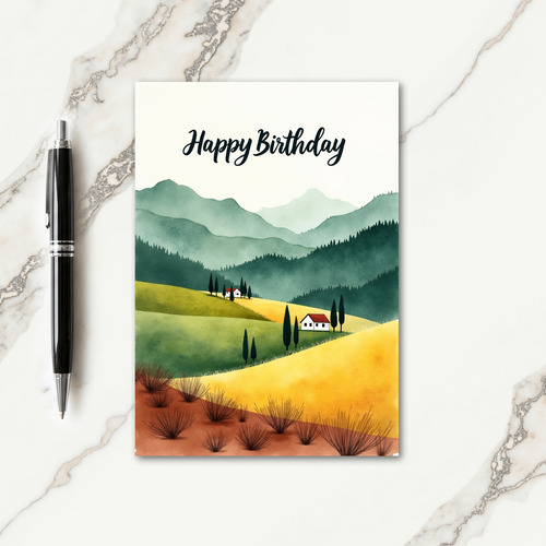 Rustic Mountain Birthday Card