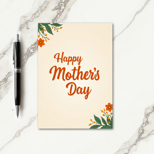 Rustic Orange Mothers Day Card