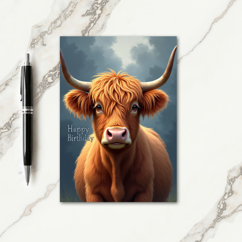 Rustic Shaggy Bovine Birthday Card