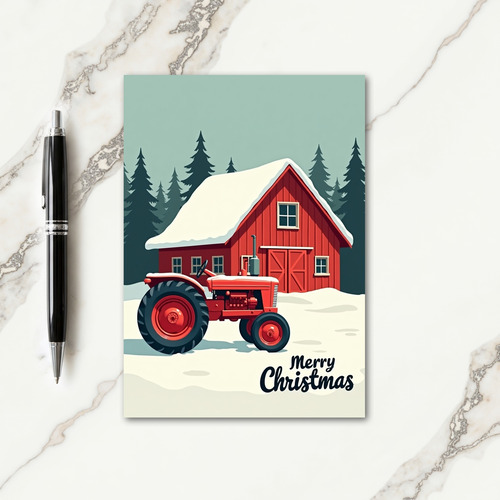 Rustic Snow Barn Christmas Card