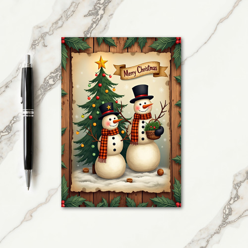 Rustic Snowman Friends Card