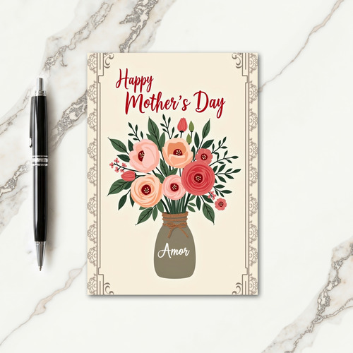 Rustic Vase Mothers Day Card