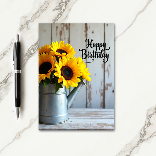 Rustic Watering Can Birthday Card