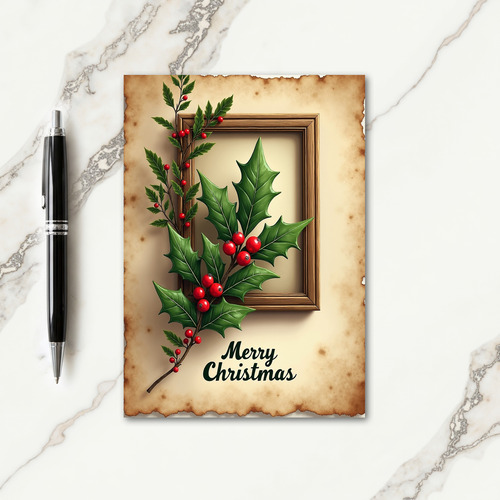 Rustic Wood Holly Card