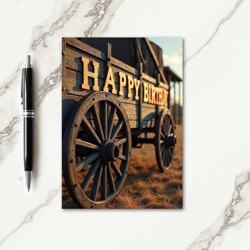 Rustic Wooden Cart Birthday Card