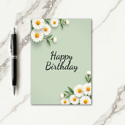 Sage Daisy Birthday Card