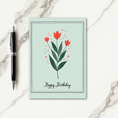 Sage Floral Birthday Card