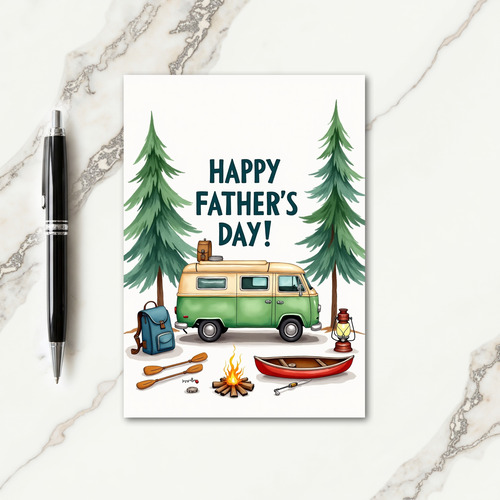 Sage Green Camper Fathers Day Card