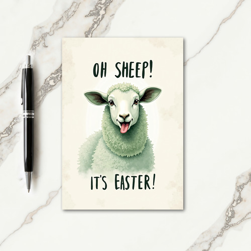 Sage Green Sheep Easter Card