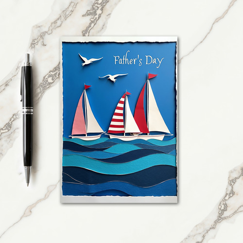 Sailboat Fathers Day Paper Art Card
