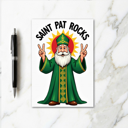 Saint Pat Rocks Sunburst Card