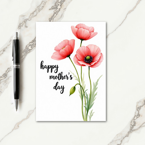Salmon Pink Floral Mothers Day Card