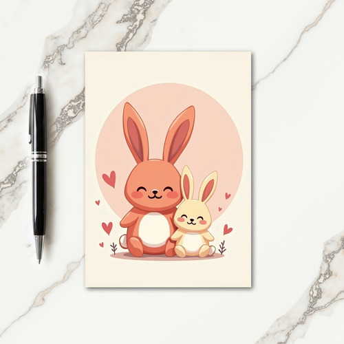 Salmon Rabbit Mothers Day Card