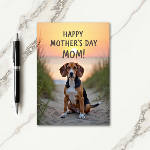 Sandy Canine Sunset Scene Card